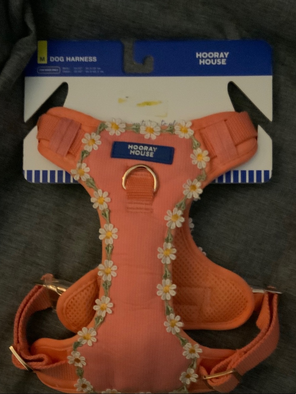 Pink Daisy Padded Dog Harness & collar - M